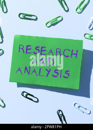 Text, der Inspiration Research and Analysis, Business Idea Strategic Thinking und Decision Making Existing oder New zeigt Stockfoto