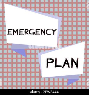 Schriftlich mit Text Notfallplan, Geschäftskonzept Verfahren für die Reaktion bei größeren Notfällen sind vorbereitet Stockfoto