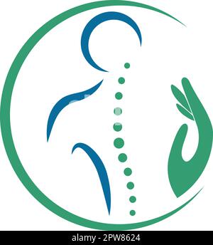 Person in Bewegung, Wirbelsäule, Orthopädie, Chiropraktiker, Massage, Physiotherapie, Logo, Icon Stock Vektor