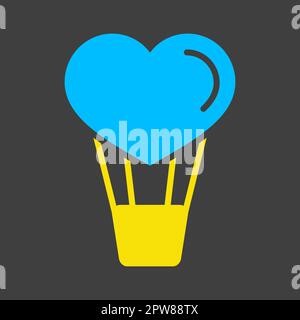 Herz-Luftballon-Vektor isoliertes Glyphensymbol Stock Vektor