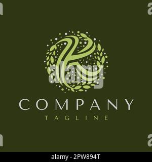 Designvorlage für Leaf-K-Buchstabe. Grafikvektor für das Herbal-K-Logo. Stock Vektor