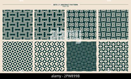 Sammlung von abstrakten Kreis- und Liniennahtmustern. Geometrisches Muster. Stock Vektor