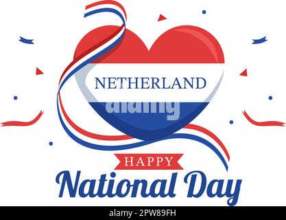 Happy Netherlands National Day Illustration with Netherlands Flag for Web Banner or Landing Page in Flat Cartoon handgezeichnete Vorlagen Stock Vektor