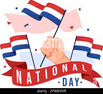 Happy Netherlands National Day Illustration with Netherlands Flag for Web Banner or Landing Page in Flat Cartoon handgezeichnete Vorlagen Stock Vektor