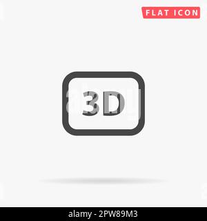 3D. Einfaches flaches schwarzes Symbol mit Schatten auf weißem Hintergrund. Piktogramm zur Vektordarstellung Stock Vektor