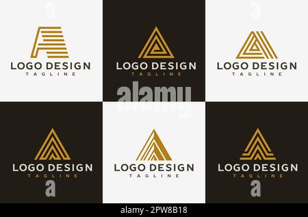Schreiben Sie Ein Logo-Design-Vorlagenset. Minimalistische „A Letter“-Logo-Kollektion. Stock Vektor