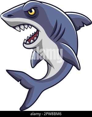 Cartoon-Maskottchen mit wütendem Hai Stock Vektor