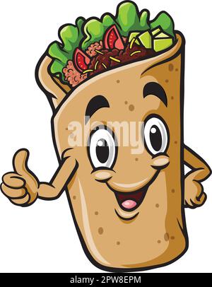 Cartoon-Burrito- oder Kebab-Maskottchen-Design Stock Vektor