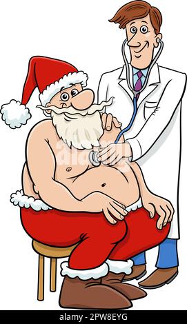 Cartoon Santa Claus bei der ärztlichen Untersuchung Stock Vektor