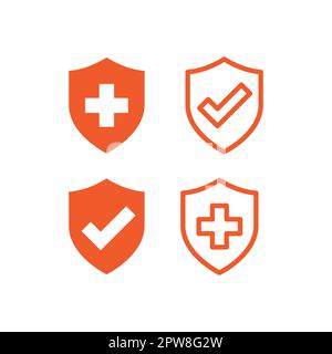 Medizinisches Schild mit Kreuz und Häkchen Stock Vektor