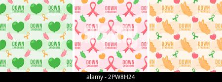 World Down Syndrome Day Seamless Pattern Design in Template handgezeichnete Cartoon Flat Illustration Stock Vektor
