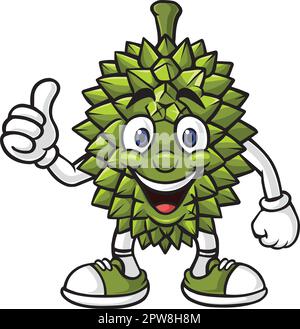 Cartoon durianischer Charakter, der Daumen nach oben zeigt Stock Vektor