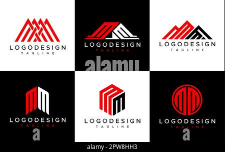 Kollektion der ersten Designvorlage für das MM-Logo. M M MM Buchstabe Logo Akronym Stock Vektor