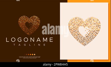 Design-Vorlage mit Herzdesign im Vintage-Stil. Abstrakter Luxus-Love-Logo-Vektor. Stock Vektor