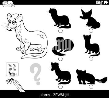 Schattenspiel mit Zeichentrickfilm, Wiesel, Tiermalerei Stock Vektor