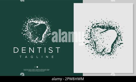 Moderne zertrümmerte Dental-Logo-Designvorlage. Luxuriöses Zahnarztzahn-Logo Stock Vektor