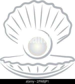 Offene Muschel mit Perlenlogo, Muschellogo, Icon Stock Vektor