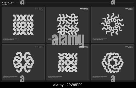 Abstrakter Grafiksatz mit geometrischem kreisförmigem Logo. Abgerundeter abstrakter Vektor. Stock Vektor