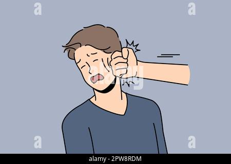 Ich schlage dem Mann mit der Hand ins Gesicht Stock Vektor