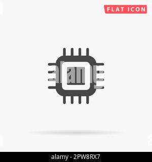 CPU. Einfaches flaches schwarzes Symbol mit Schatten auf weißem Hintergrund. Piktogramm zur Vektordarstellung Stock Vektor