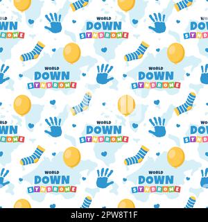 World Down Syndrome Day Seamless Pattern Design in Template handgezeichnete Cartoon Flat Illustration Stock Vektor