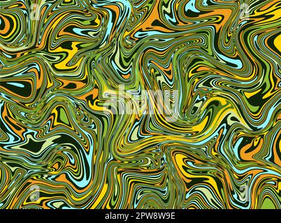 Trendiges abstraktes Design aus flüssigem Marmor in Gelb und Türkis. Stock Vektor