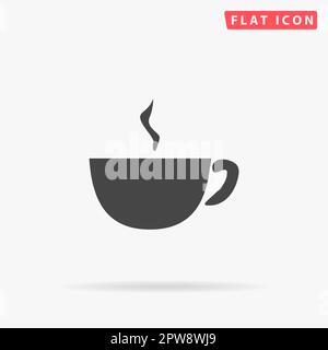 Heiße Kaffeetasse. Einfaches flaches schwarzes Symbol mit Schatten auf weißem Hintergrund. Piktogramm zur Vektordarstellung Stock Vektor