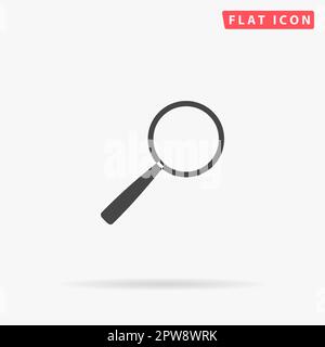 Vergrößerungsglas. Suchen. Einfaches flaches schwarzes Symbol mit Schatten auf weißem Hintergrund. Piktogramm zur Vektordarstellung Stock Vektor