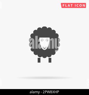 Schafe. Einfaches flaches schwarzes Symbol mit Schatten auf weißem Hintergrund. Piktogramm zur Vektordarstellung Stock Vektor