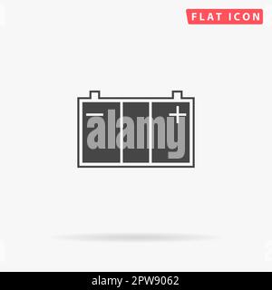 Autobatterie. Einfaches flaches schwarzes Symbol mit Schatten auf weißem Hintergrund. Piktogramm zur Vektordarstellung Stock Vektor