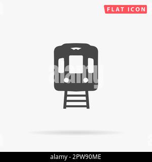 U-Bahn. Einfaches flaches schwarzes Symbol mit Schatten auf weißem Hintergrund. Piktogramm zur Vektordarstellung Stock Vektor