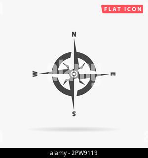 Kompass. Einfaches flaches schwarzes Symbol mit Schatten auf weißem Hintergrund. Piktogramm zur Vektordarstellung (1) Stock Vektor