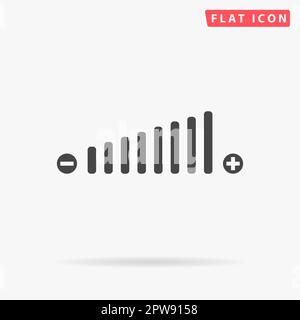 Lautstärkeregelung. Einfaches flaches schwarzes Symbol mit Schatten auf weißem Hintergrund. Piktogramm zur Vektordarstellung Stock Vektor