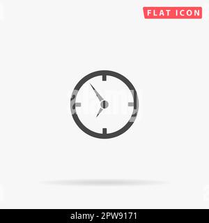 Kreisuhr. Einfaches flaches schwarzes Symbol mit Schatten auf weißem Hintergrund. Piktogramm zur Vektordarstellung Stock Vektor