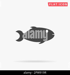 Fisch. Einfaches flaches schwarzes Symbol mit Schatten auf weißem Hintergrund. Piktogramm zur Vektordarstellung Stock Vektor