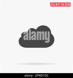 Cloud-Symbol. Einfaches flaches schwarzes Symbol mit Schatten auf weißem Hintergrund. Piktogramm zur Vektordarstellung Stock Vektor