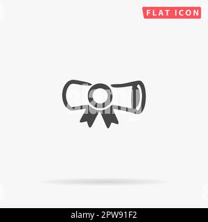 Diplom. Einfaches flaches schwarzes Symbol mit Schatten auf weißem Hintergrund. Piktogramm zur Vektordarstellung Stock Vektor