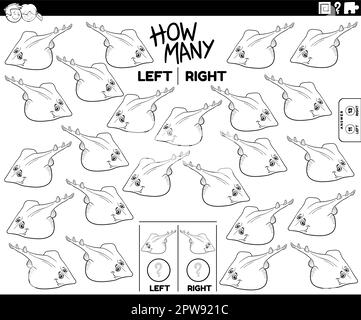 Zählen Sie Bilder von der Seite mit den Tierfarben von Xystern oder Gitarfischen Stock Vektor