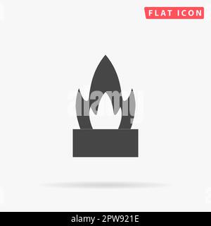 Blume im Topf. Kaktus. Einfaches flaches schwarzes Symbol mit Schatten auf weißem Hintergrund. Piktogramm zur Vektordarstellung Stock Vektor