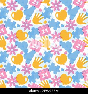 World Down Syndrome Day Seamless Pattern Design in Template handgezeichnete Cartoon Flat Illustration Stock Vektor
