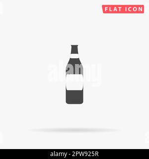 Eine Flasche Bier. Einfaches flaches schwarzes Symbol mit Schatten auf weißem Hintergrund. Piktogramm zur Vektordarstellung Stock Vektor