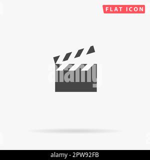 Filmtafel. Einfaches flaches schwarzes Symbol mit Schatten auf weißem Hintergrund. Piktogramm zur Vektordarstellung Stock Vektor