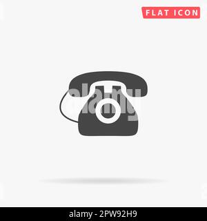 Bürotelefon. Einfaches flaches schwarzes Symbol mit Schatten auf weißem Hintergrund. Piktogramm zur Vektordarstellung Stock Vektor