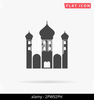Moschee. Einfaches flaches schwarzes Symbol mit Schatten auf weißem Hintergrund. Piktogramm zur Vektordarstellung Stock Vektor