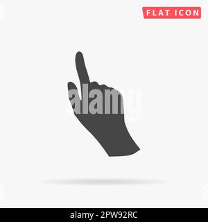 Cursor-Hand. Einfaches flaches schwarzes Symbol mit Schatten auf weißem Hintergrund. Piktogramm zur Vektordarstellung Stock Vektor
