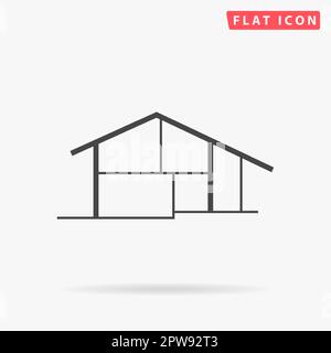 Modernes Haus. Einfaches flaches schwarzes Symbol mit Schatten auf weißem Hintergrund. Piktogramm zur Vektordarstellung Stock Vektor