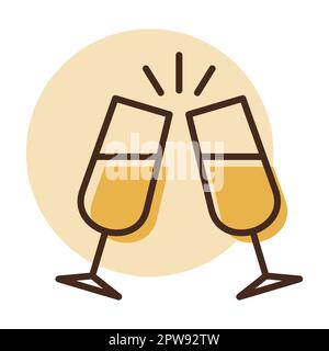 Zwei Gläser Champagner, isoliertes Vektorsymbol Stock Vektor