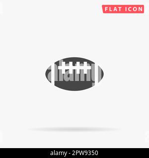 Rugby-Ball. Einfaches flaches schwarzes Symbol mit Schatten auf weißem Hintergrund. Piktogramm zur Vektordarstellung Stock Vektor