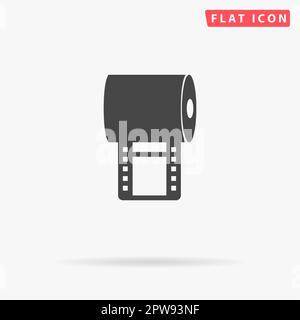 Filmstreifen. Einfaches flaches schwarzes Symbol mit Schatten auf weißem Hintergrund. Piktogramm zur Vektordarstellung Stock Vektor