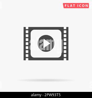 Einfacher Media Player. Einfaches flaches schwarzes Symbol mit Schatten auf weißem Hintergrund. Piktogramm zur Vektordarstellung Stock Vektor